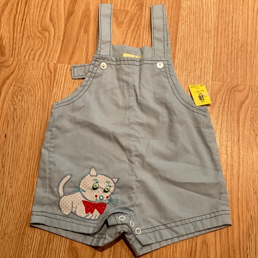 NWT Wee Belles vintage baby overall cat‎ 18 month